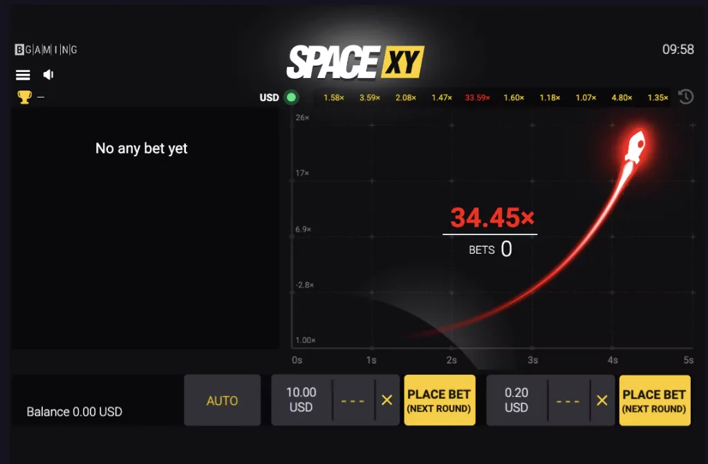 space xy rocket crash game