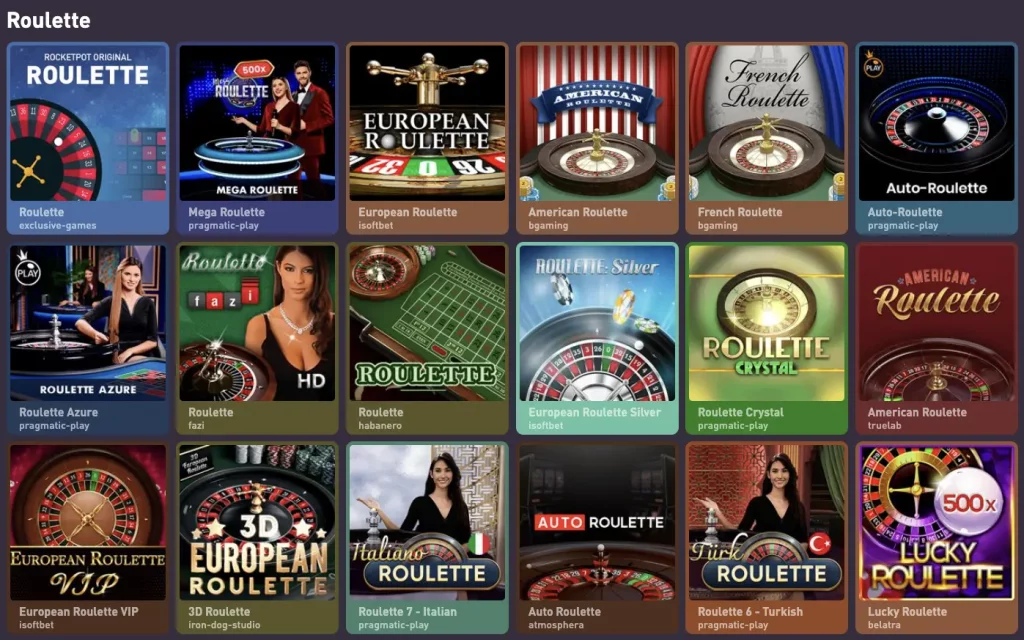 casino table games at rocketpot