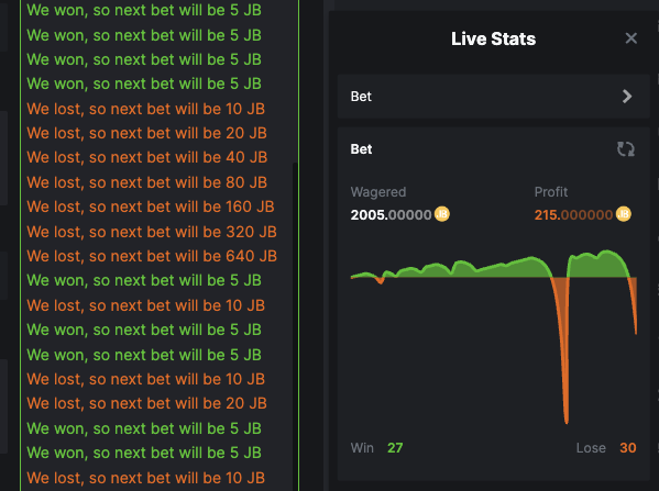 martingale crash game script results