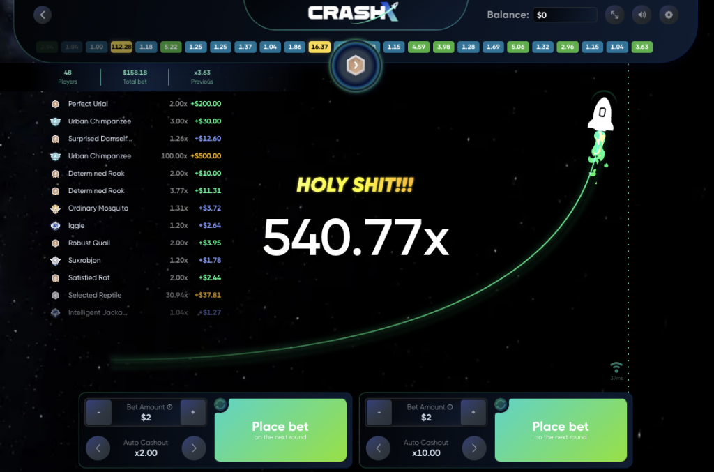 crash x rocket crash game