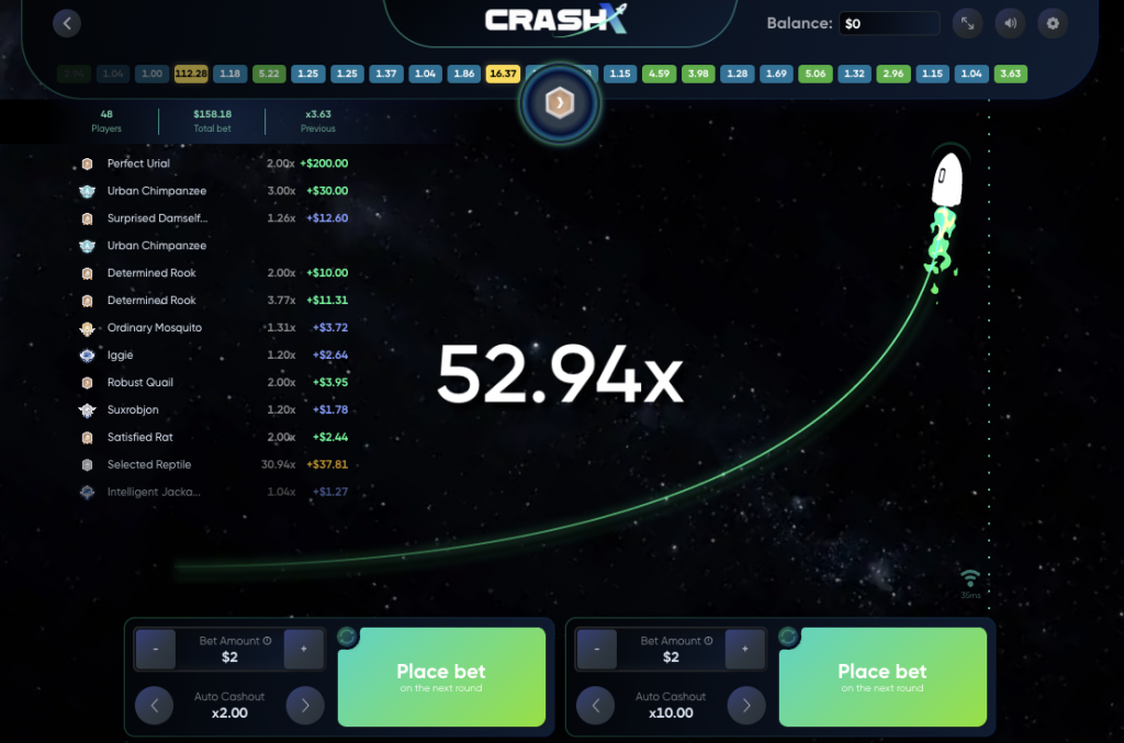 crash x rocket game