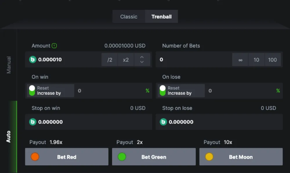 automated betting mode trenball crash