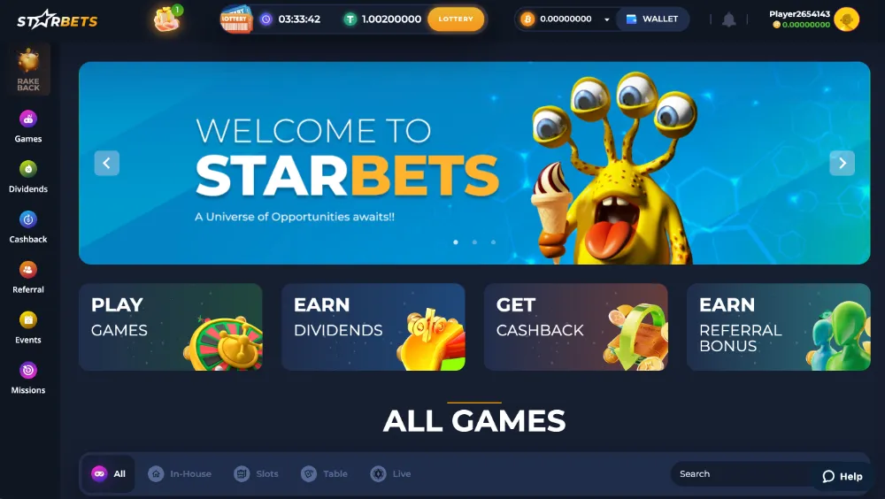 desktop casino interface