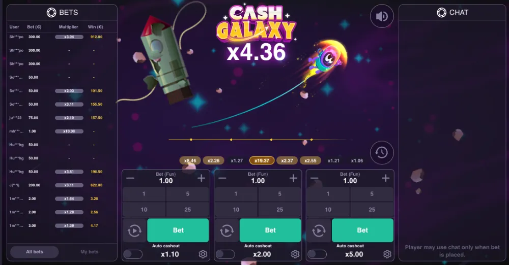 cash galaxy crash game
