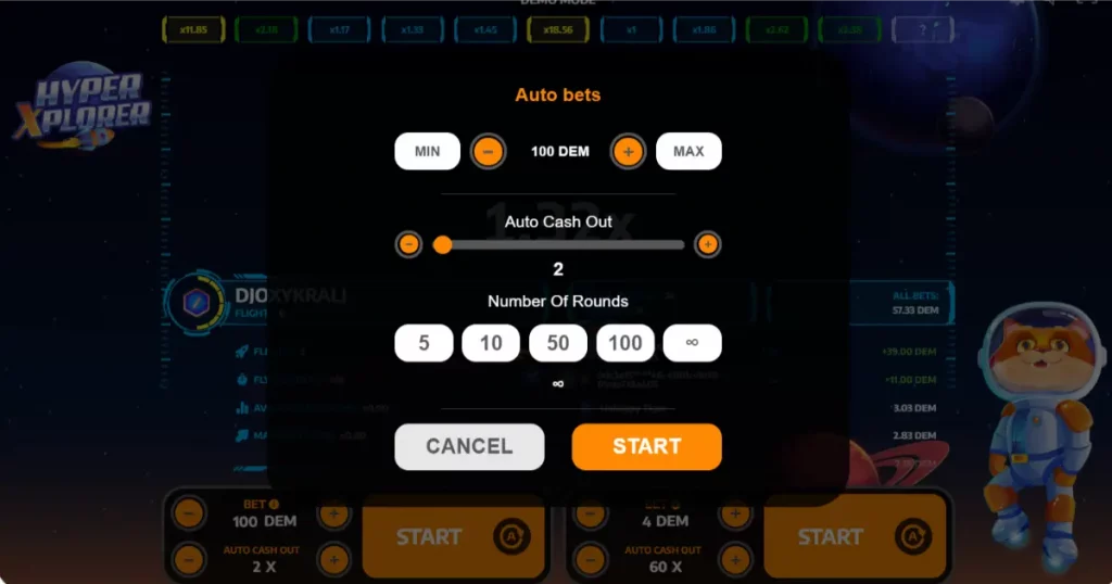 automated betting option in hyper explorer by mancala