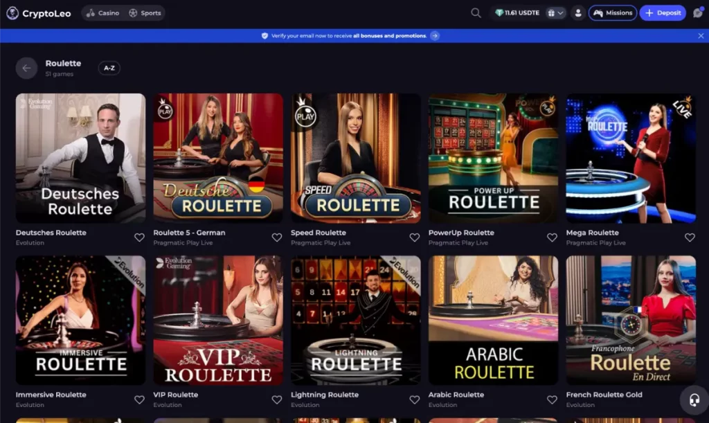 CryptoLeo Roulette tables