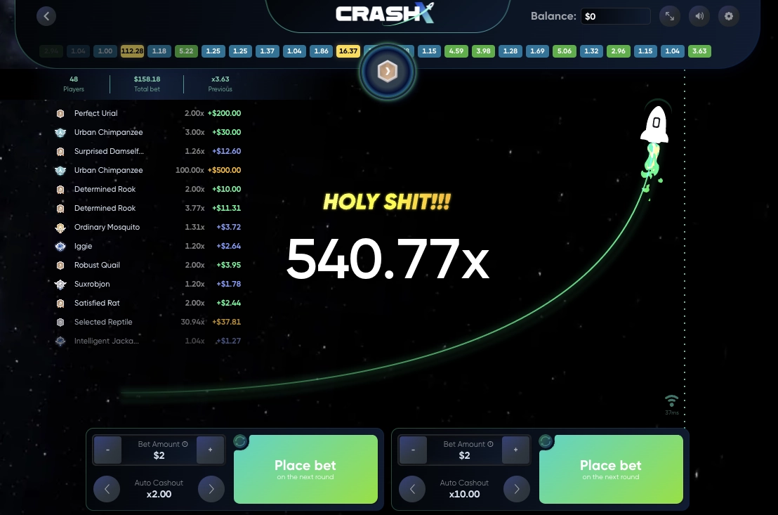crash x rocket game